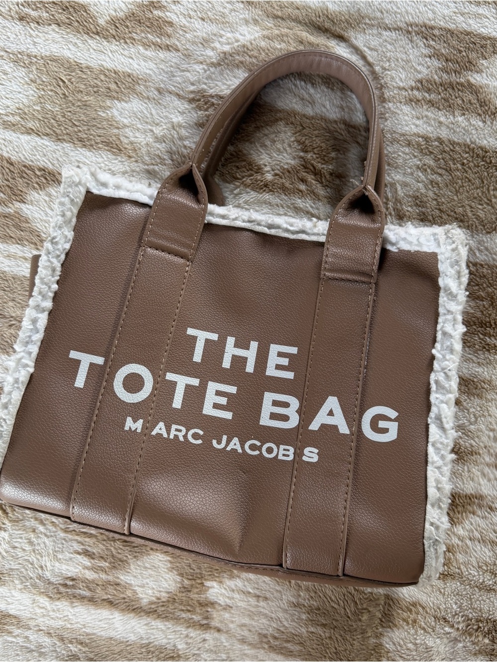 Marc Jacobs Tan Tote Bag with Cream Trim and Logo